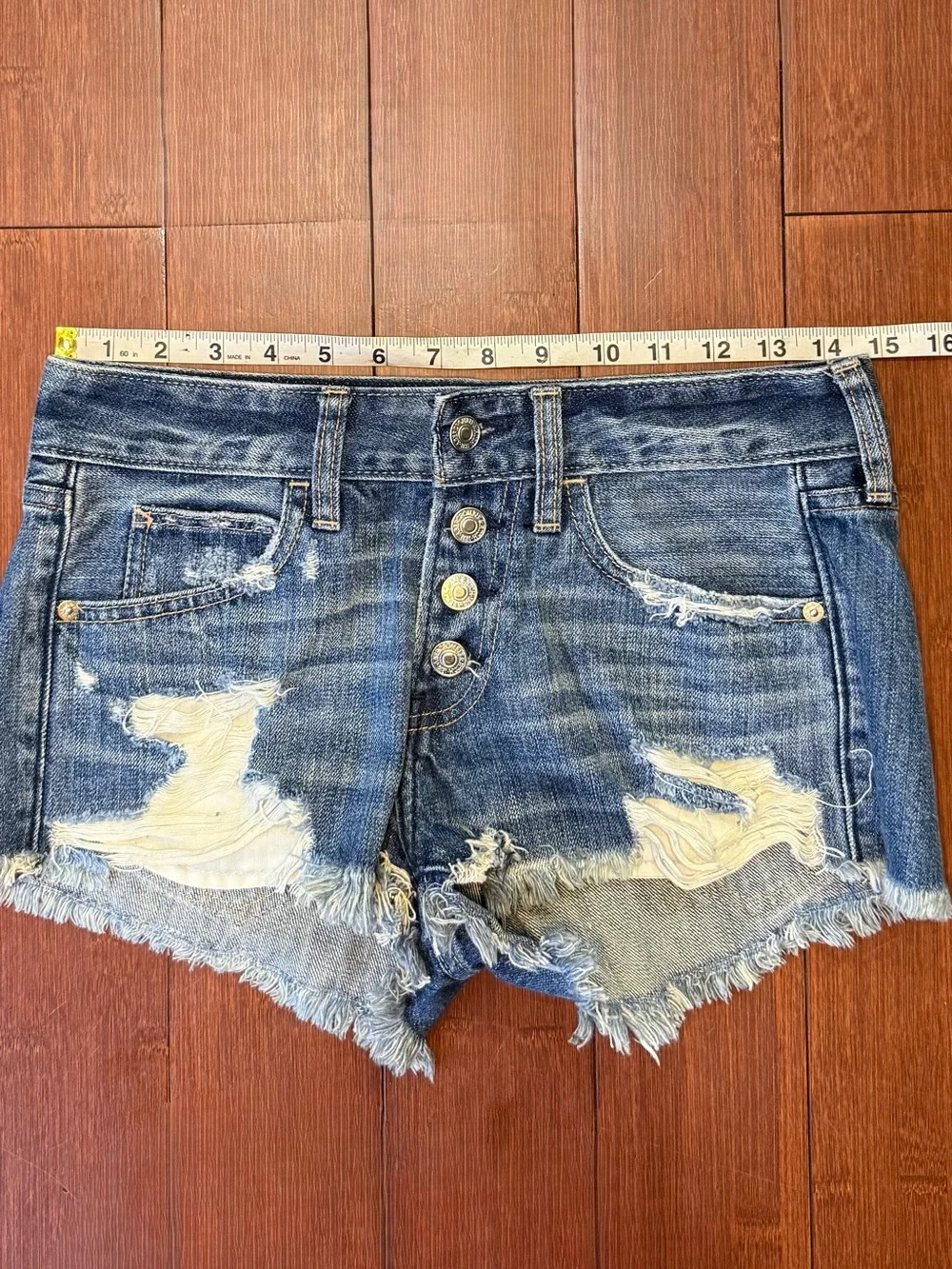 Abercrombie & Fitch Distressed Low Rise Denim Shorts - Size 2